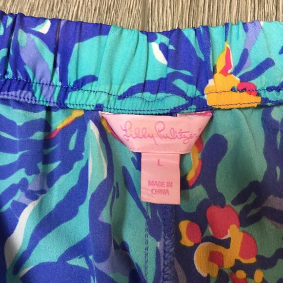Lilly Pulitzer Middleton Palazzo Pants Women's Large Satin Polyester Tropical - Picture 4 of 8